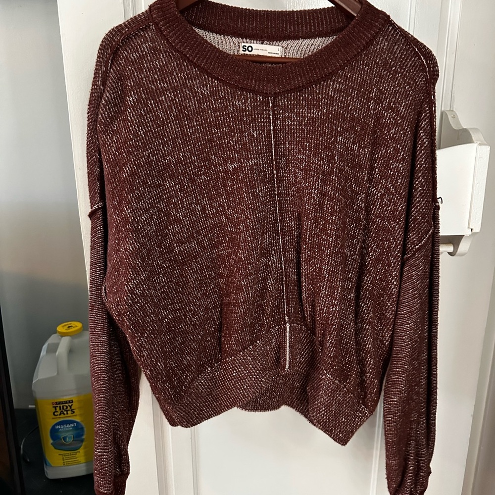 SO Women's Burgundy Crew Neck Sweater
